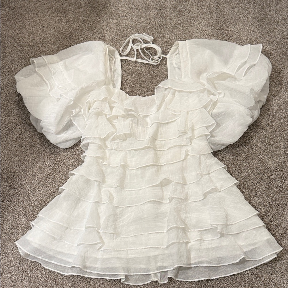 Elegant White Ruffled Dress